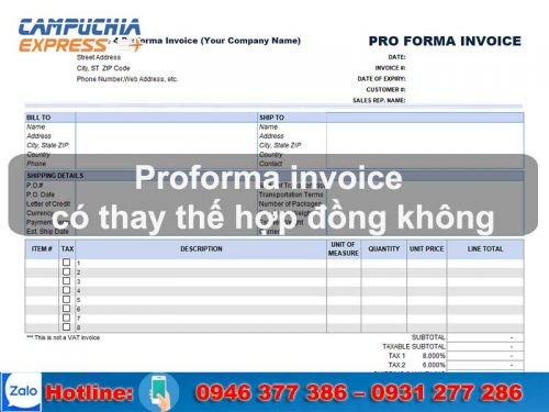 proforma invoice có thay thế hợp đồng được không.
