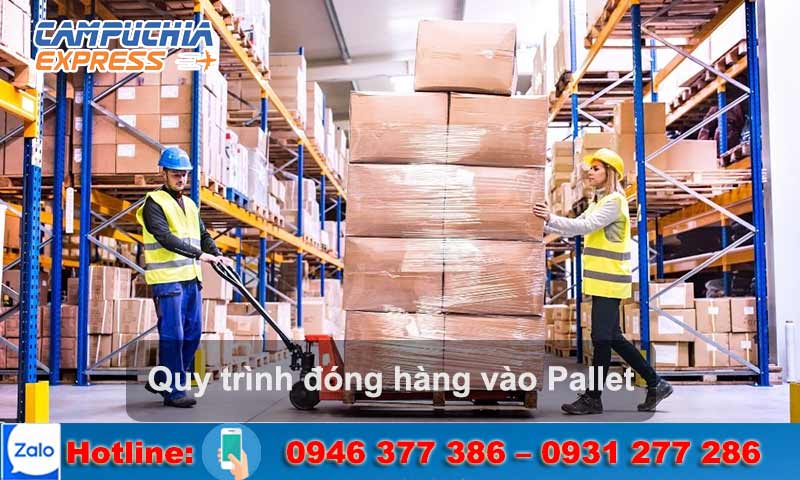 dóng hàng vào pallet